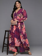 Ahalyaa Women's Traditional wear Kurta Set - Purple | Grocsy