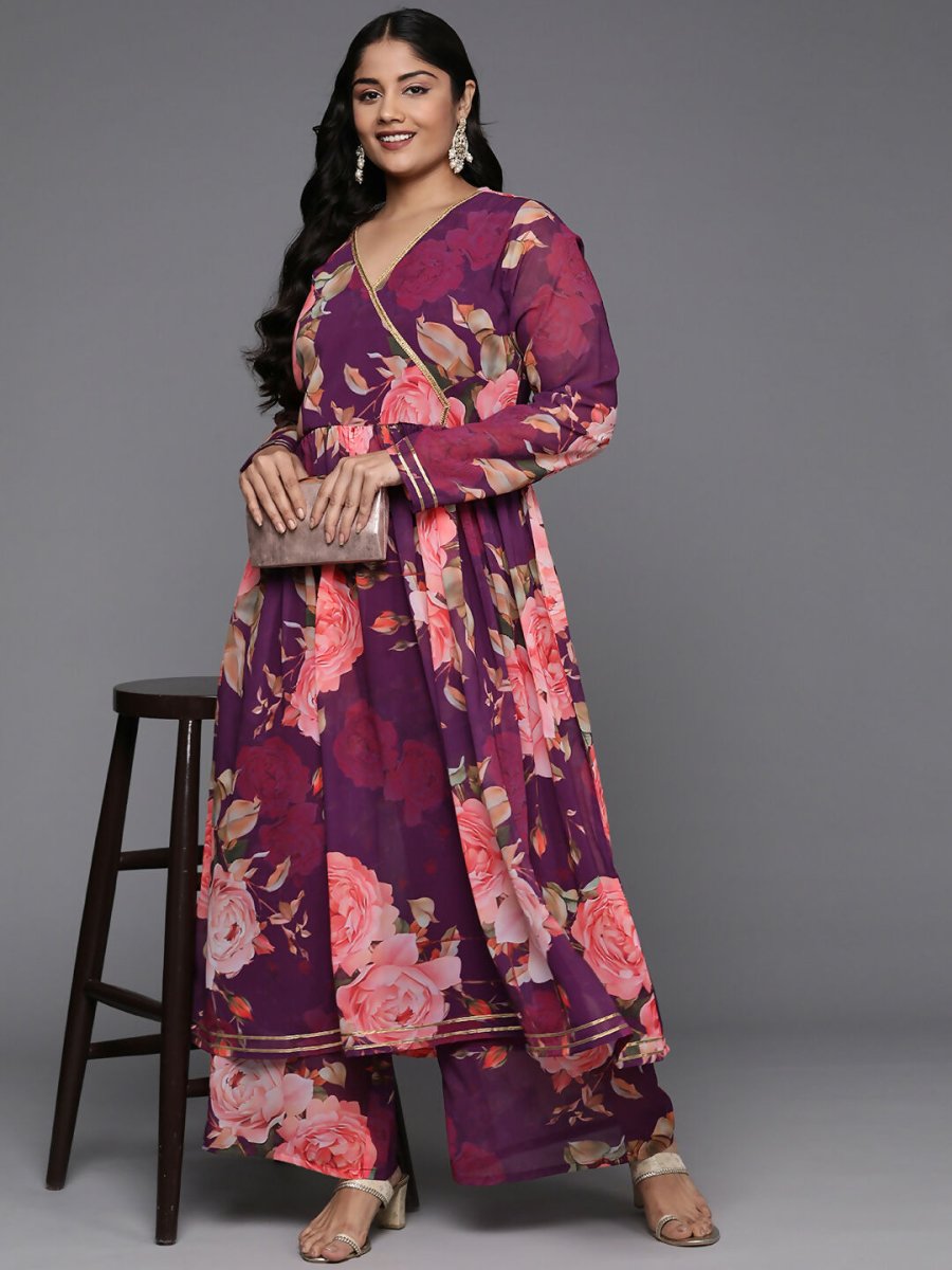 Ahalyaa Women's Traditional wear Kurta Set - Purple | Grocsy