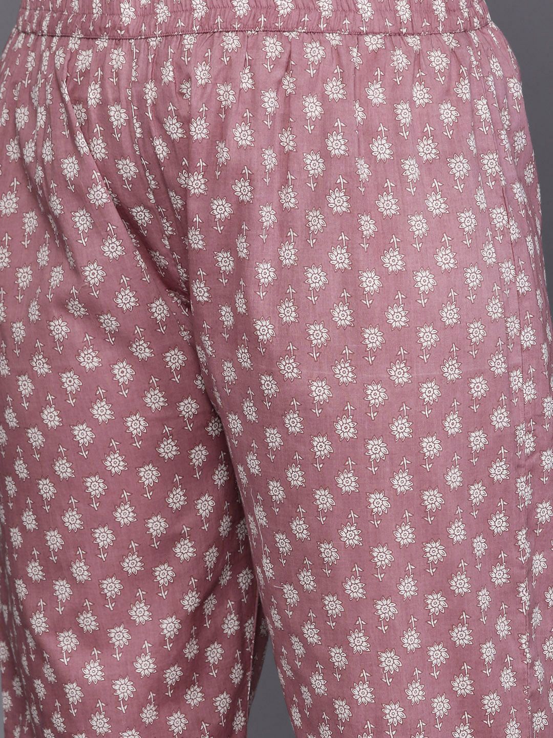 Sztori Plus Size Floral Printed Sequinned Pure Cotton A Line Kurta & Trousers With Dupatta | Grocsy