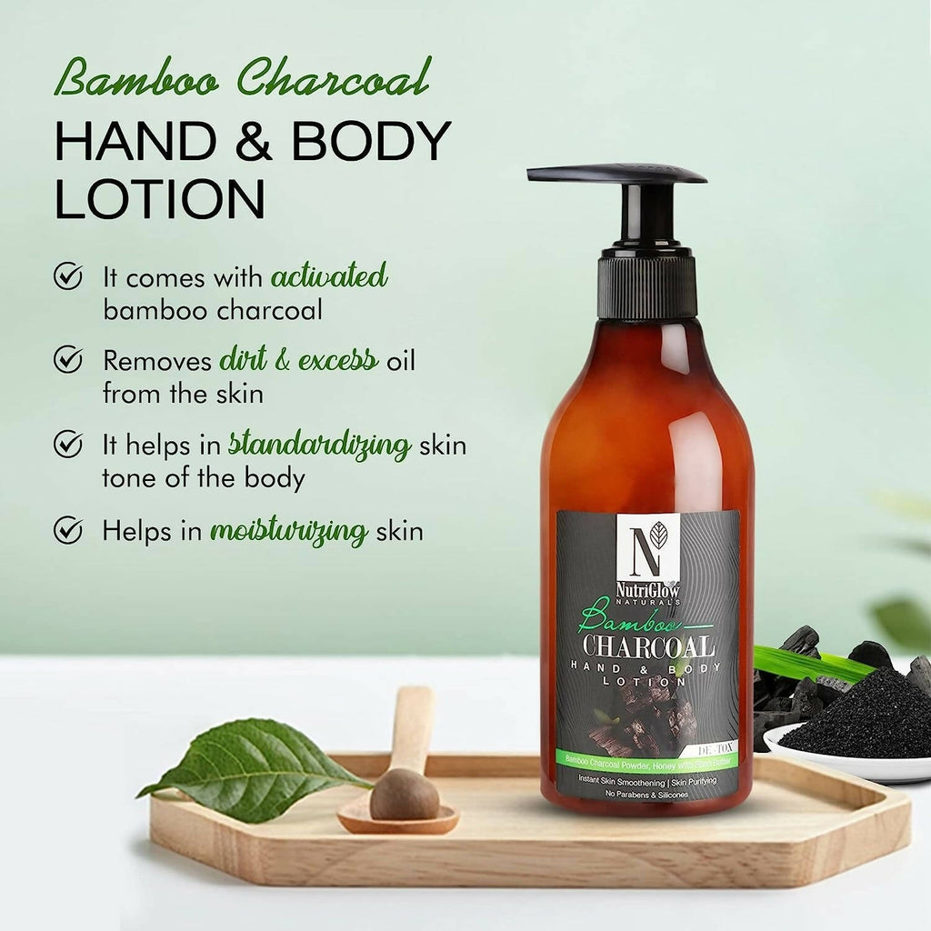 NutriGlow NATURAL'S Bamboo & Charcoal Hand & Body Lotion | Grocsy