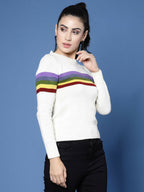 Women Winter White Acrylic Sweater - Wool Trees | Grocsy