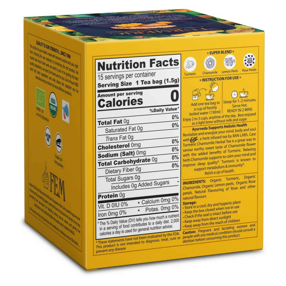 Care Turmeric Chamomile Herbal Tea Bags | Grocsy