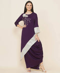 Women Republic Purple Assmetrical Kurta With Cowl Dhoti | Grocsy