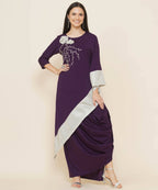 Women Republic Purple Assmetrical Kurta With Cowl Dhoti | Grocsy
