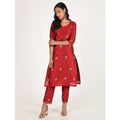 Cheera Women's Beautiful Hand Embroidered Motif All-Over Straight Silk Kurta (CH070K) | Grocsy