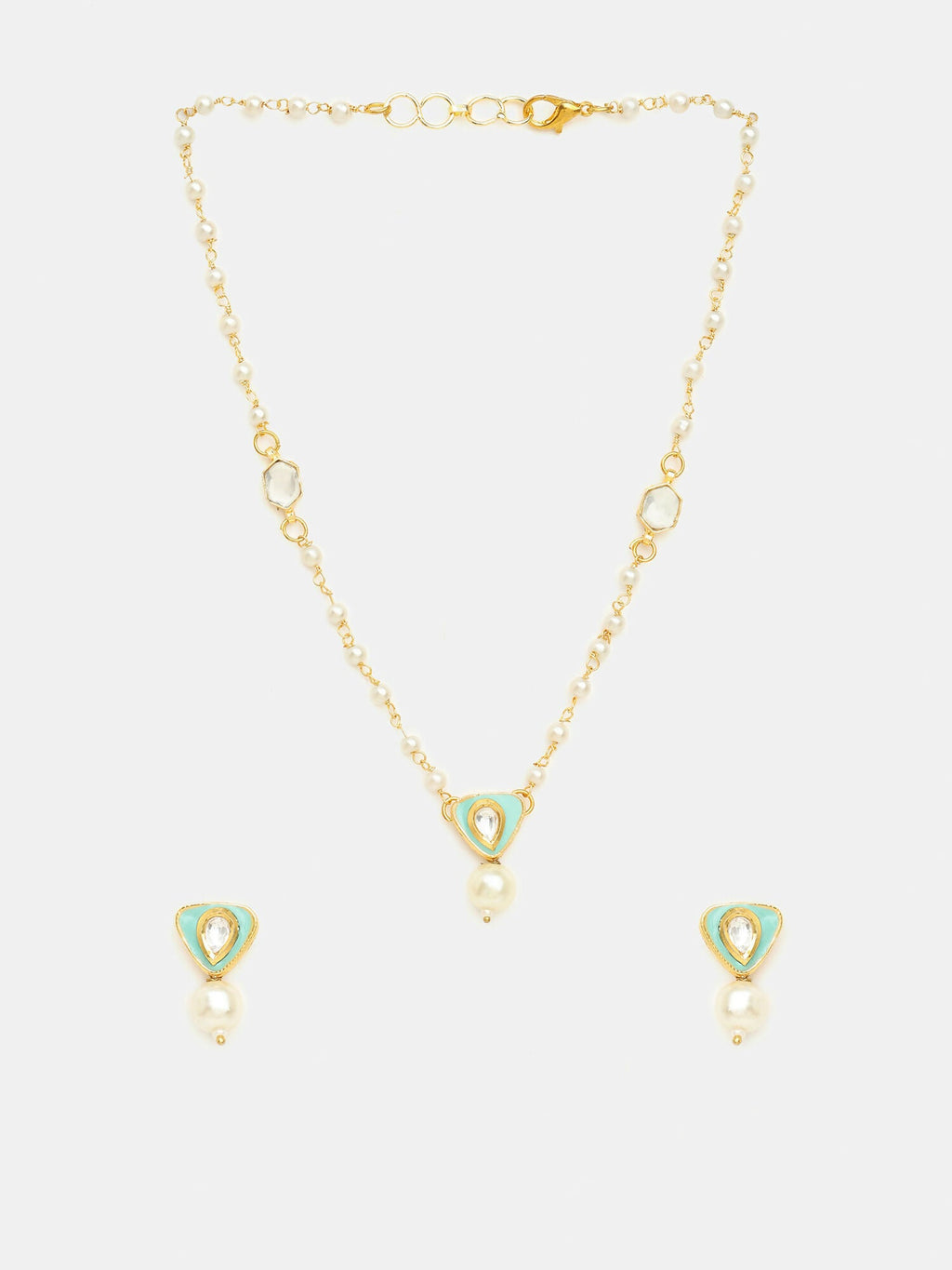 Ruby Raang Ruhani Pearl Necklace And Earrings Set | Grocsy