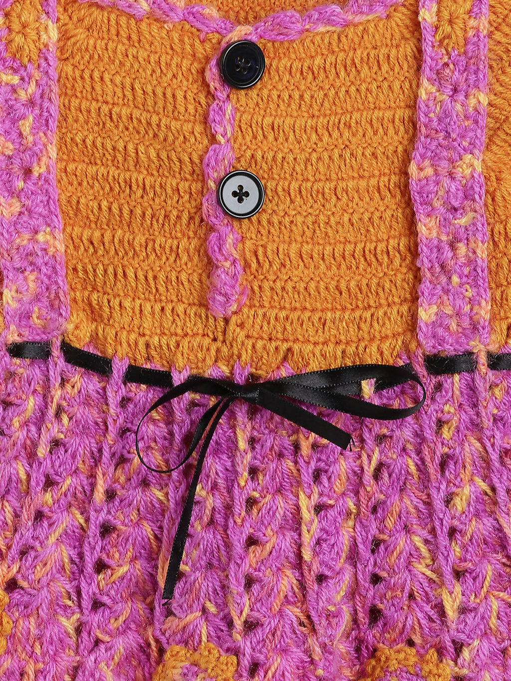 ChutPut Hand knitted Crochet Funky Wool Dress For Baby Girls - Multi | Grocsy