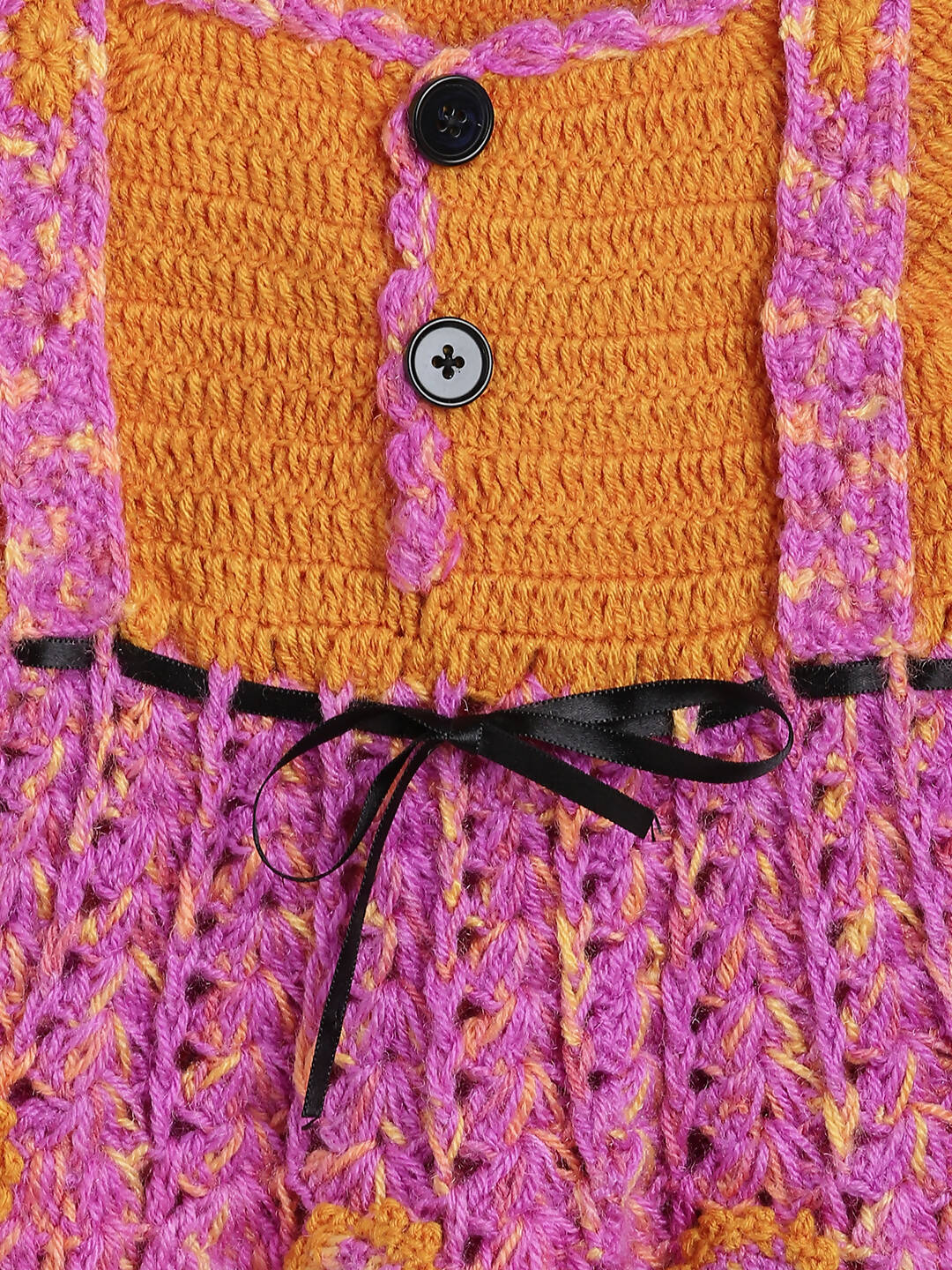 ChutPut Hand knitted Crochet Funky Wool Dress For Baby Girls - Multi | Grocsy