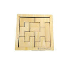 Kraftsman Portable Wooden Tetris Puzzle | 9 Pieces Puzzle 6x6 Board for Kids and Adults | Travel Pouch Included | Grocsy