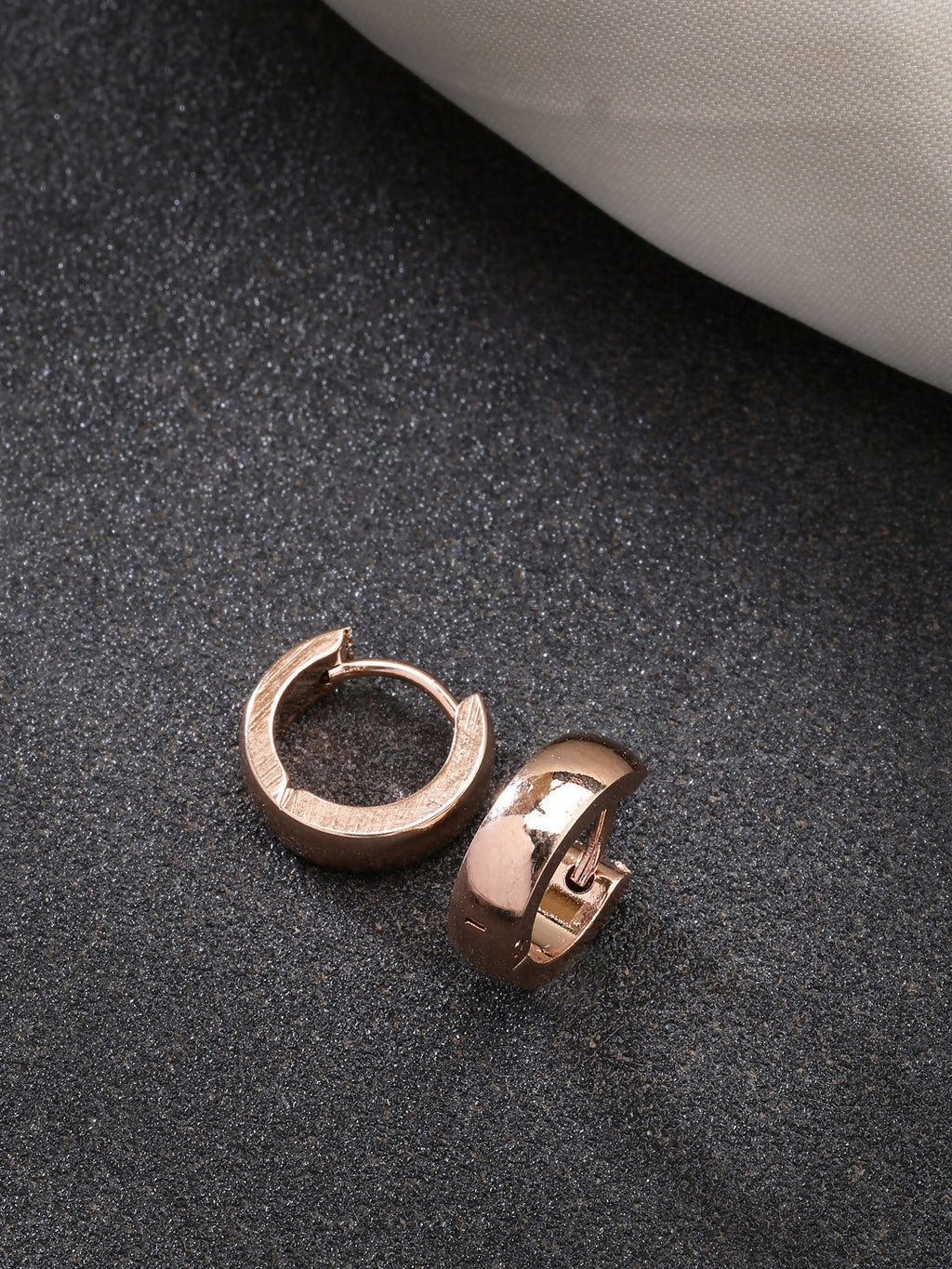 NVR Men's Rose Gold Stainless Steel Hoop Earrings | Grocsy