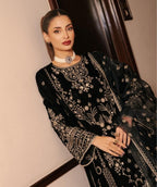 Prazu Fashion Black Chinon Silk Embroidered Salwar Suit | Grocsy