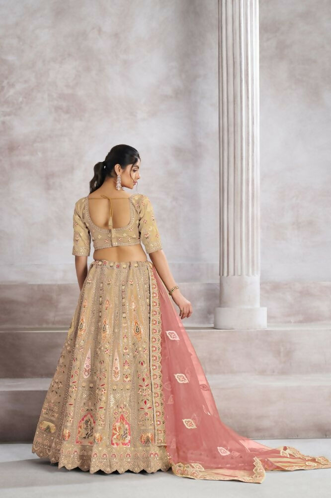 Kesar Fab Light-Baby-Pink Banarasi Silk Hand_Woven Lehenga | Grocsy