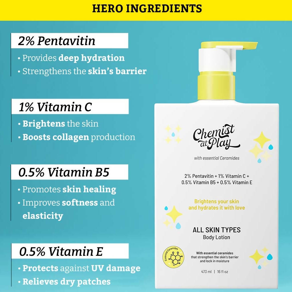 Chemist At Play All Skin Types Body Lotion, Replenishes Dry & Rough Spots of the Skin | Grocsy