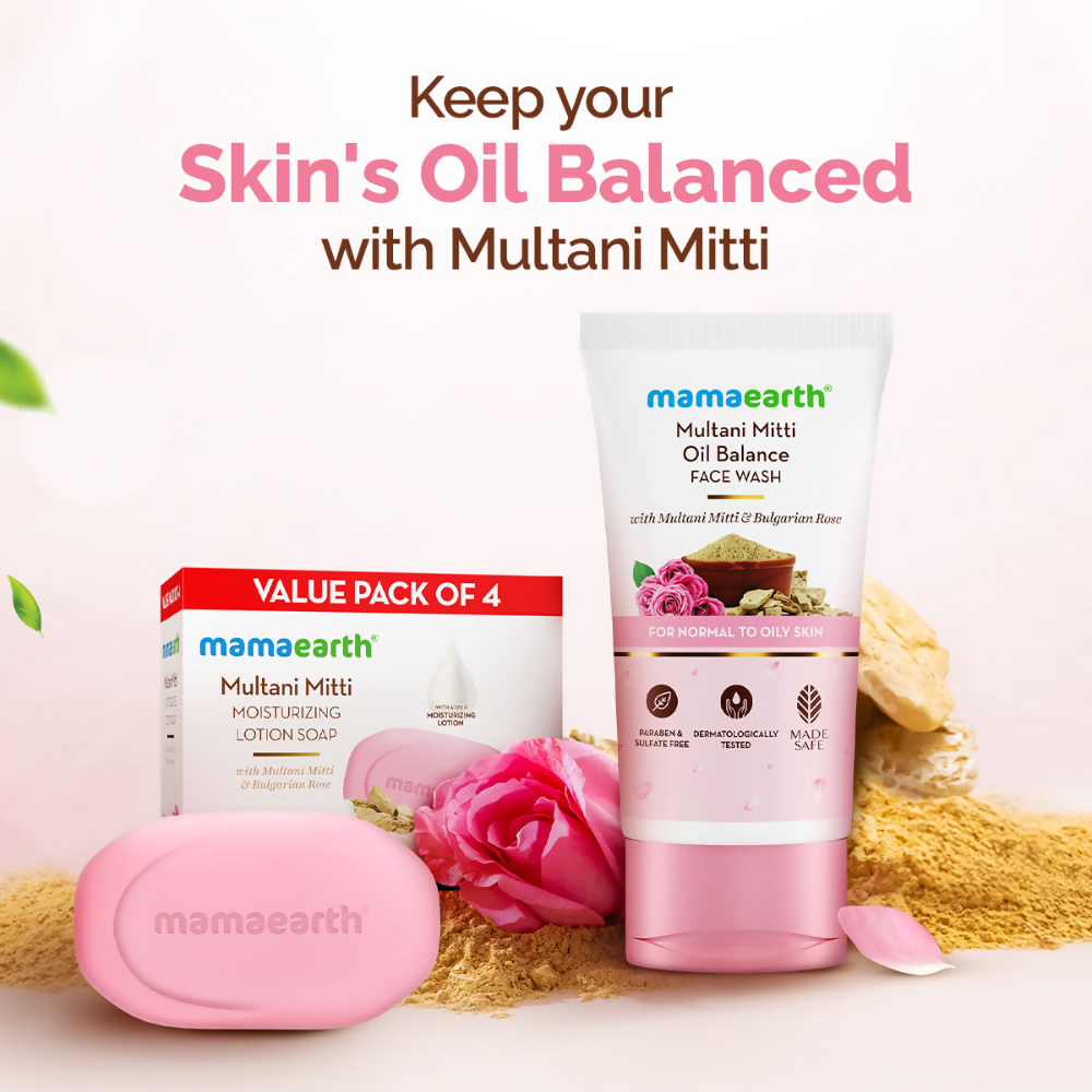 Mamaearth Multani Mitti Oil Balance Face Wash With Multani Mitti & Bulgarian Rose | Grocsy
