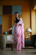 Vamsee Laxmi Pink Georgette Saree | Grocsy