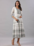 Juniper Women Off-White Georgette Flared Maxi Dress | Grocsy