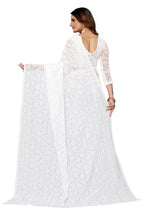 Vamika White Pearls Net Saree | Grocsy