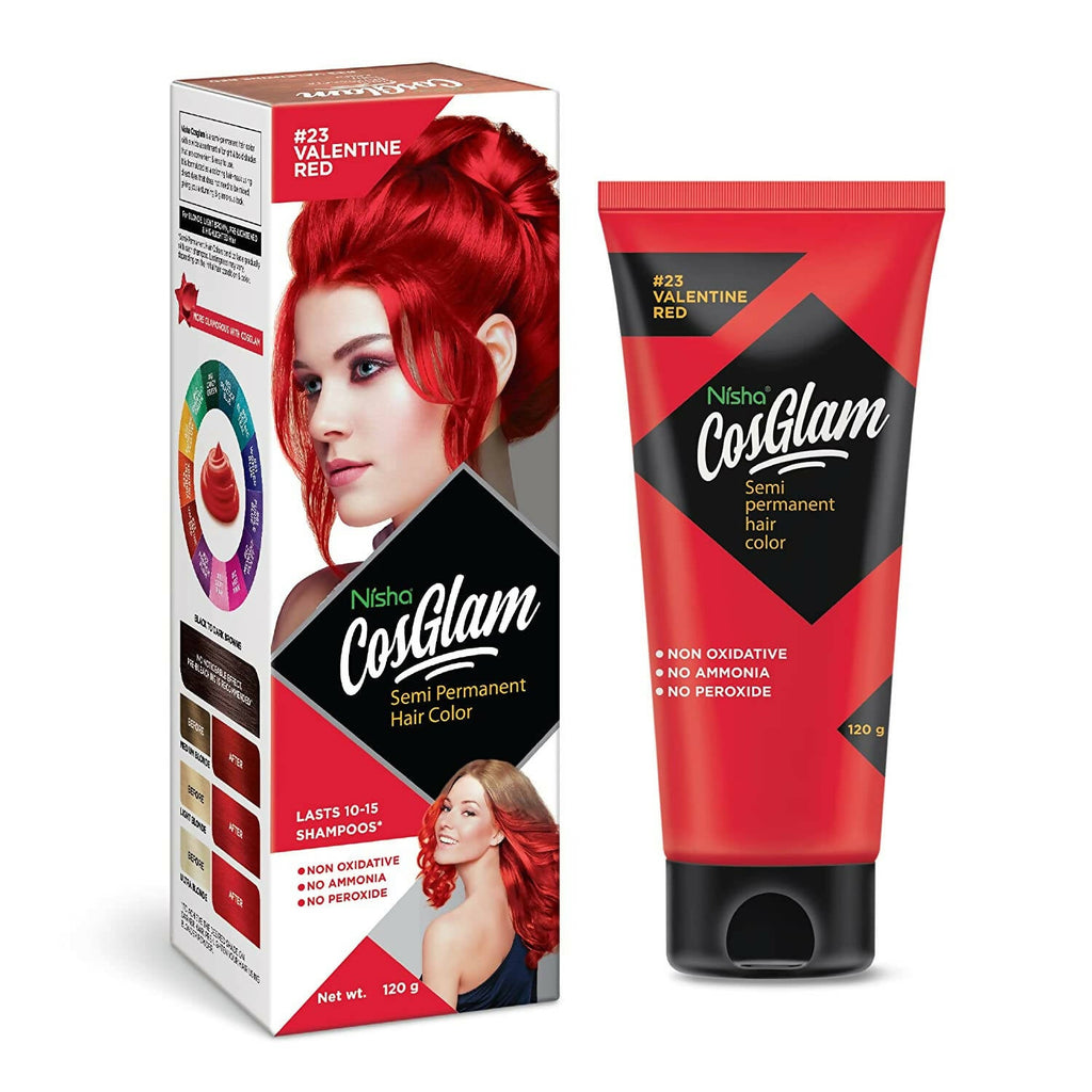 Nisha Cosglam Semi Permanent Hair Color 23 Valentine Red | Grocsy