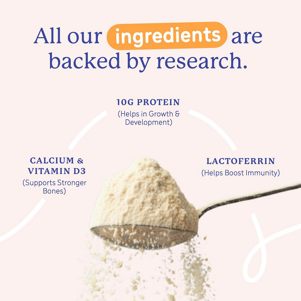 Gritzo SuperMilk Growth+ (Formerly Height+) (7-12y Boys), 10g Protein Powder-Creamy Vanilla | Grocsy