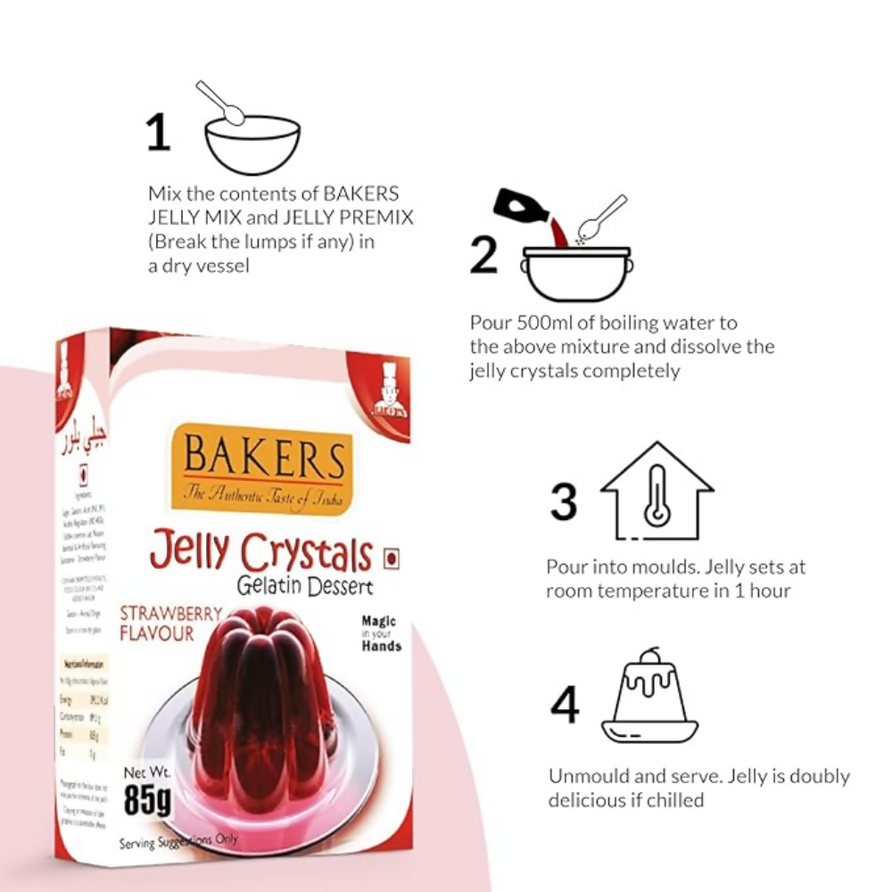 BAKERS Jelly Crystals (Gelatin Dessert) - Strawberry | Grocsy