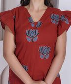 Miravan Women Empire Waist Rust Mini Length Dress | Grocsy