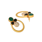 Nuyug 22K Gold Plated Cubic Zirconia Studded Contemporary Stone Earrings | Grocsy