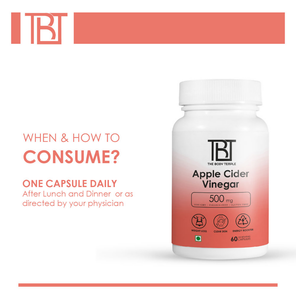 The Body Temple Apple Cider Vinegar 500mg Capsules | Grocsy