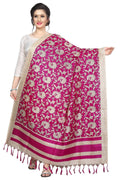 Vamika Pink Printed Khadi Bhagalpuri Dupatta | Grocsy