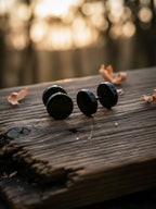 NVR Men's Black Rhodium Plated Studs Earrings | Grocsy