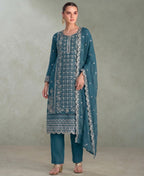 KC Sky Blue Pakistani Straight Suit For Women Chiffon | Grocsy