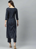 Vamika Printed Rayon Blue Party Wear/Casual Wear Kurta Set/Suit | Grocsy