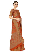 Mimosa Women's Rust Orange Patola Art Silk Saree | Grocsy