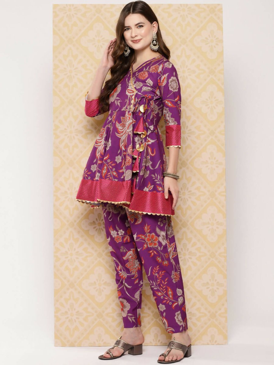 Ahalyaa Women's Traditional Wear Co-ods - Purple | Grocsy