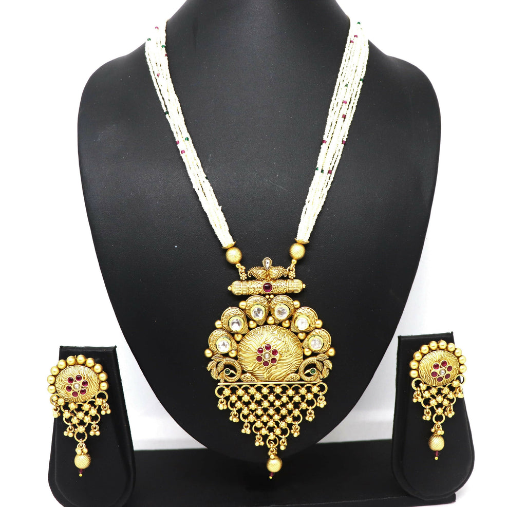 Joban Fashion White With Rajwadi Polish Necklace Set | Grocsy