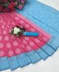 DEIANA'S Beautiful Designer Golden zari Soft Lichi Silk Saree - Pink | Grocsy