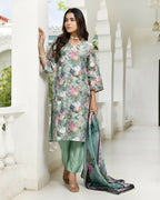 Vaasva Women's Green Tissue Gota Embroidered Suit Set With Solid Pant And Embroidered Dupatta | Grocsy
