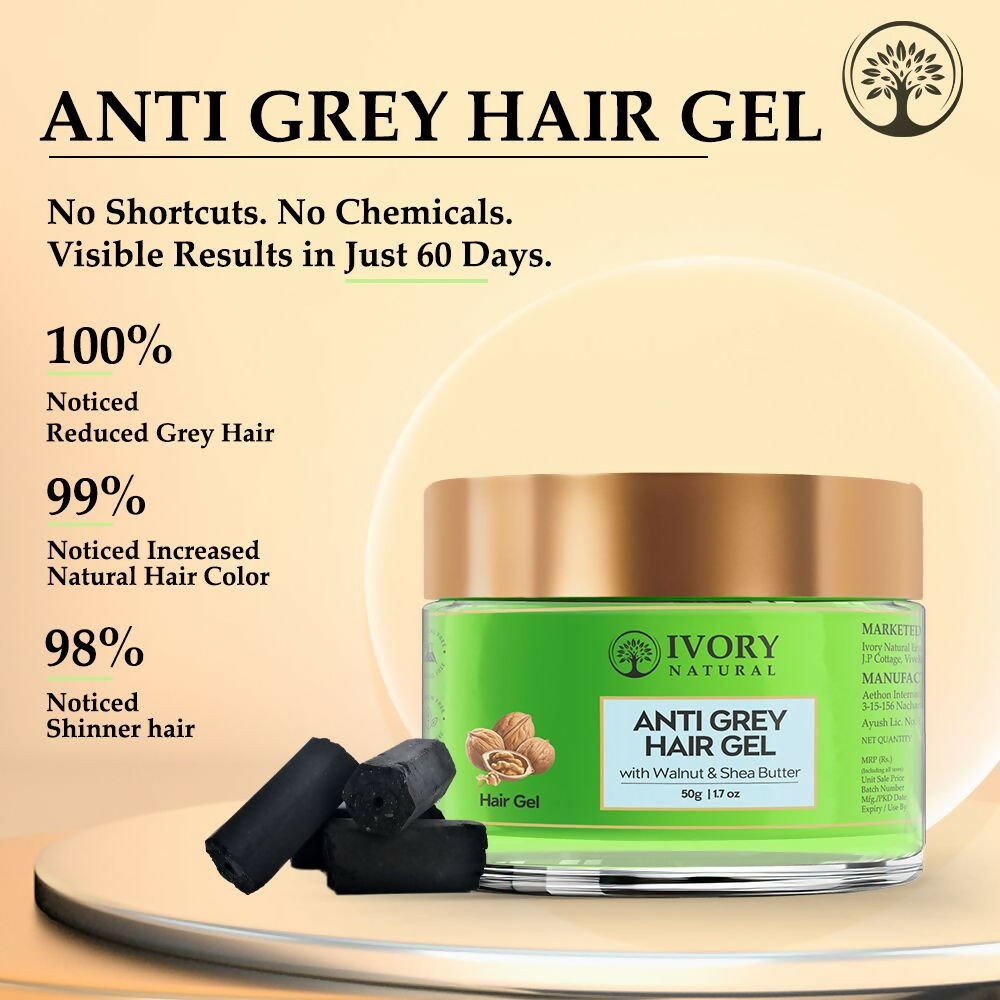 Ivory Natural Grey Gel For Hair Restore Natural Dark Shine And Luster | Grocsy