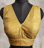 Kia Fashions Gold Crush Tissue Self Design Readymade Blouse | Grocsy