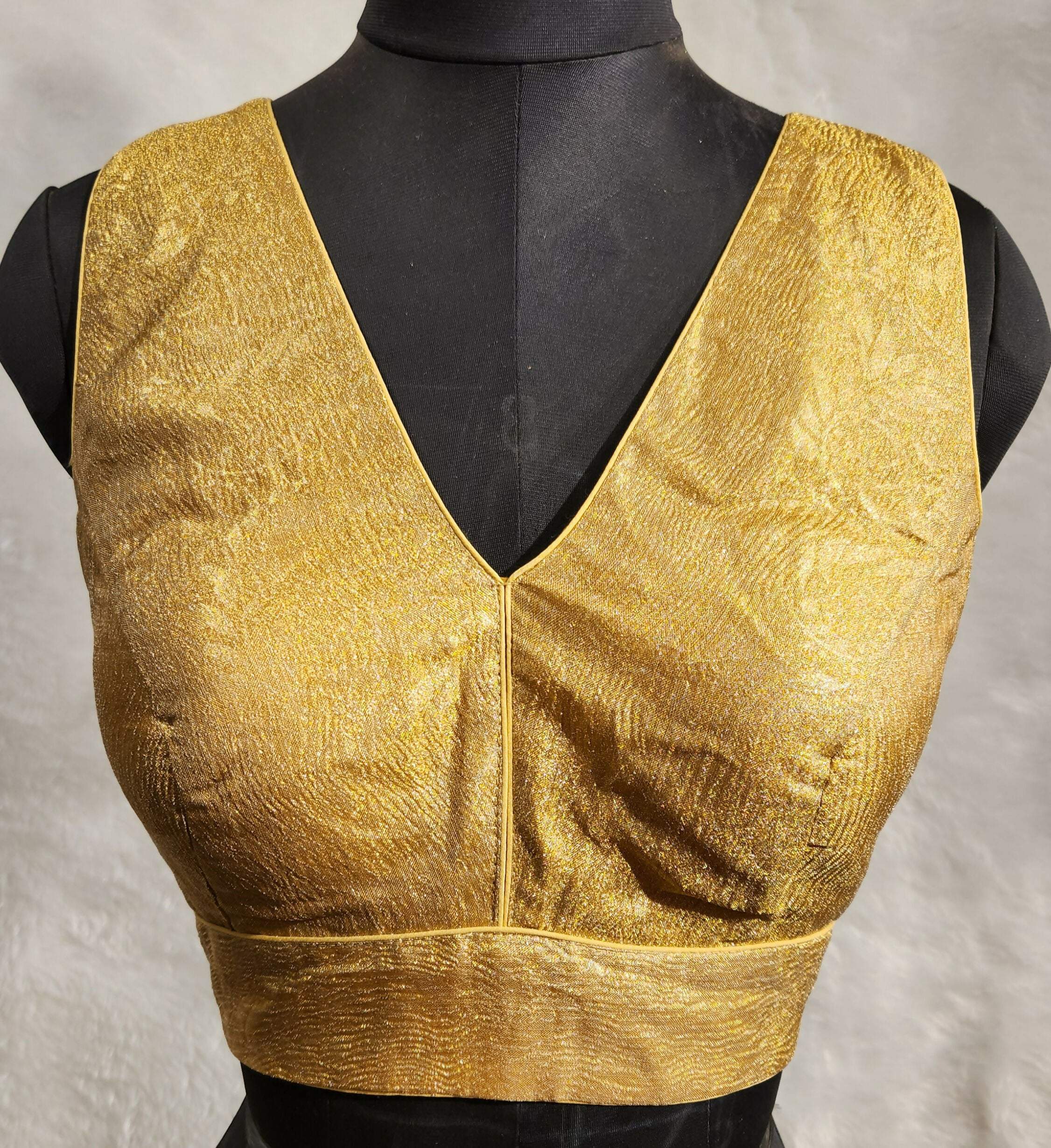 Kia Fashions Gold Crush Tissue Self Design Readymade Blouse | Grocsy