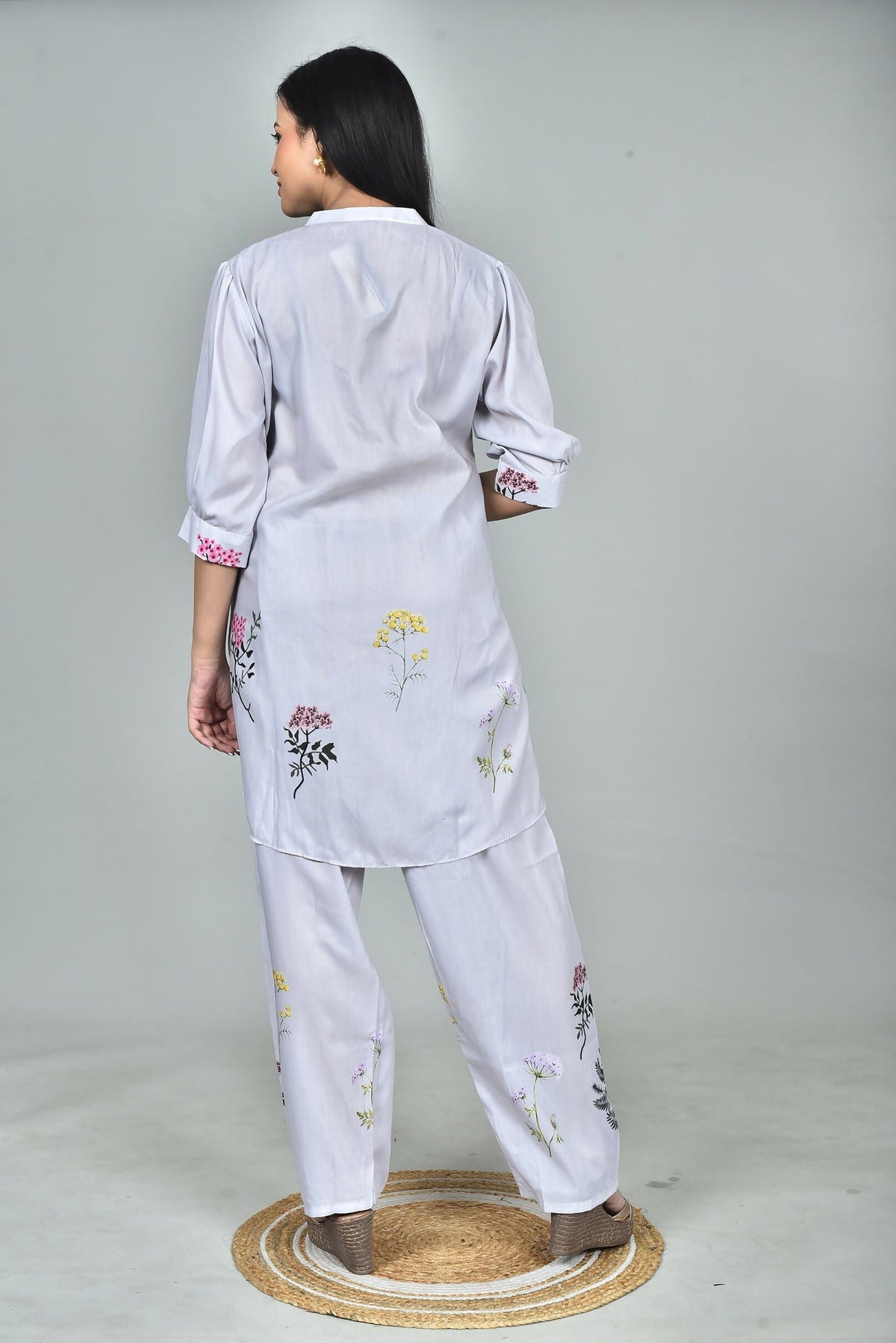 Morchari Digital Print Semi Muslin Co-Ord Set Top & Trouser-Multicolor | Grocsy