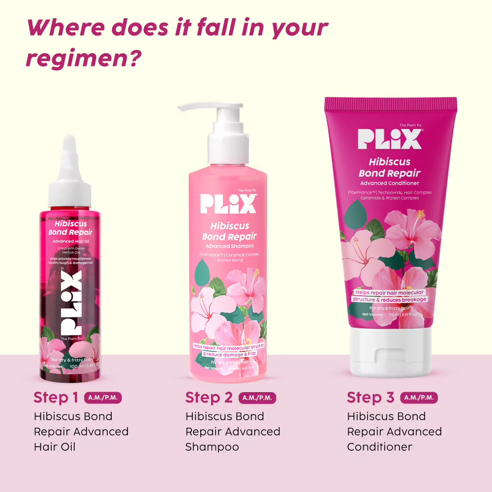 PLIX The Plant Fix Hibiscus Bond Repair Advanced Hair Oil & Shampoo | Grocsy