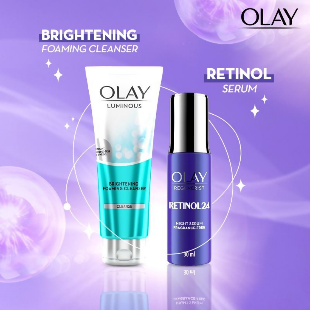 Olay Retinol Kit For Overnight Repair - Serum With Free Cleanser | Grocsy
