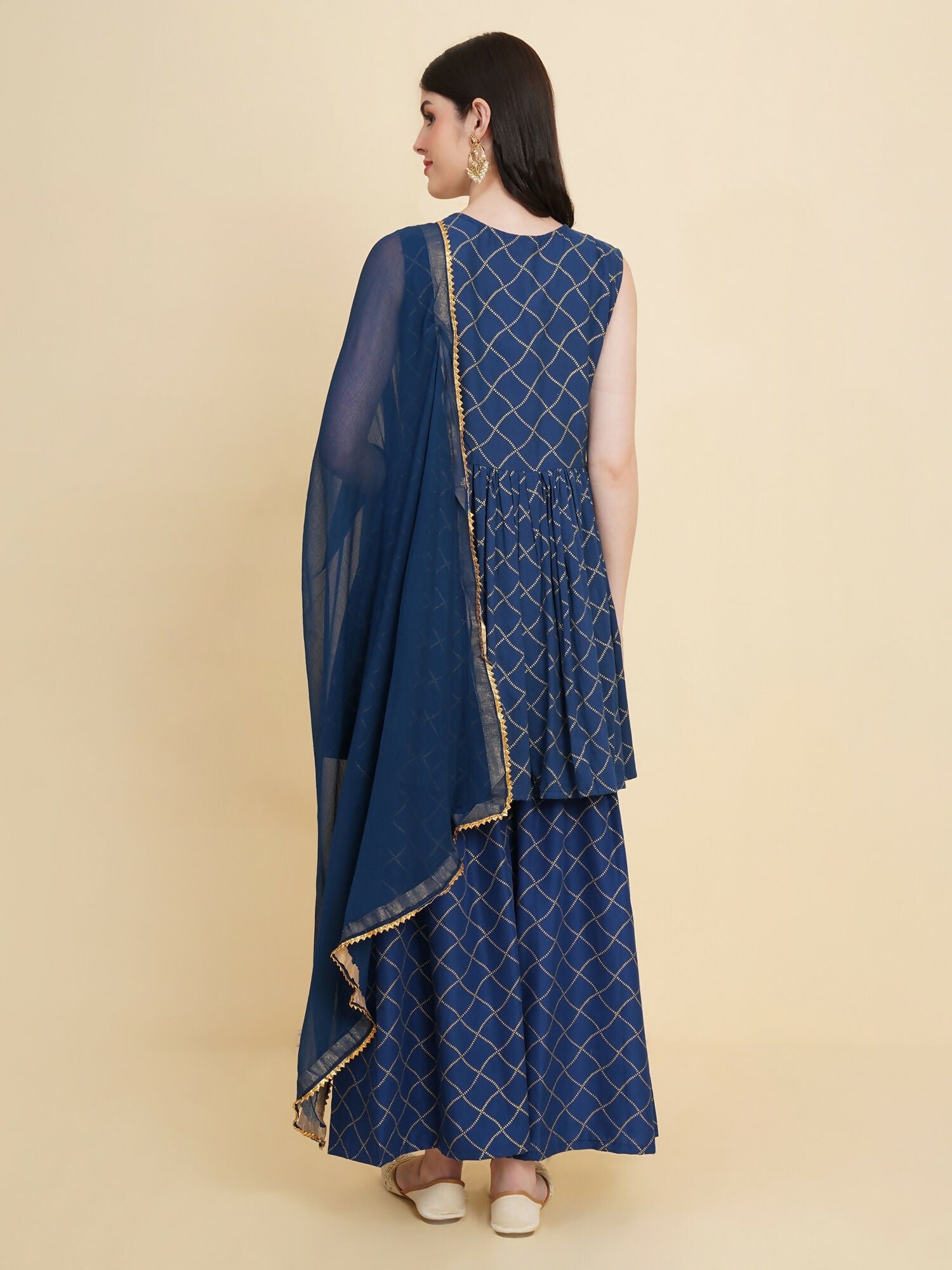 Designer Stylish Blue cotton Stitched Suit With Dupatta - Tanisha | Grocsy