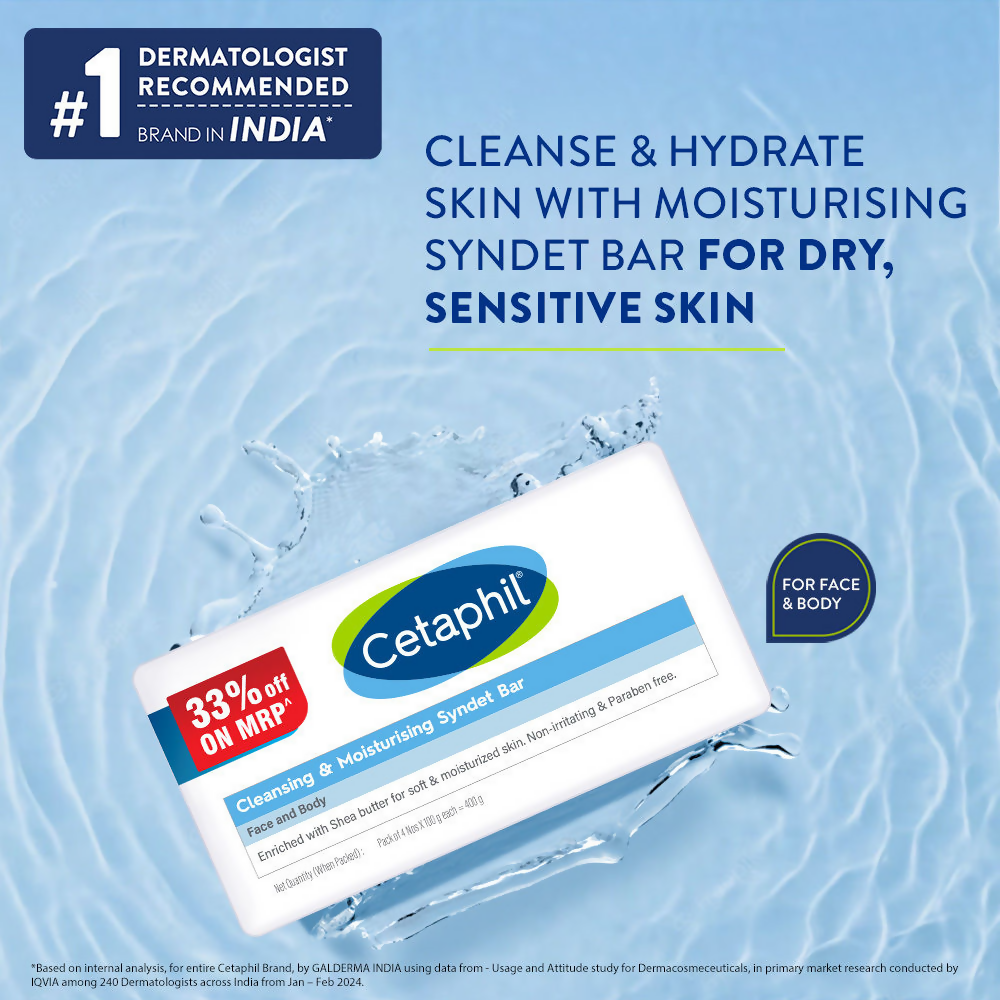 Cetaphil Cleansing & Moisturizing Syndet Bar | Grocsy