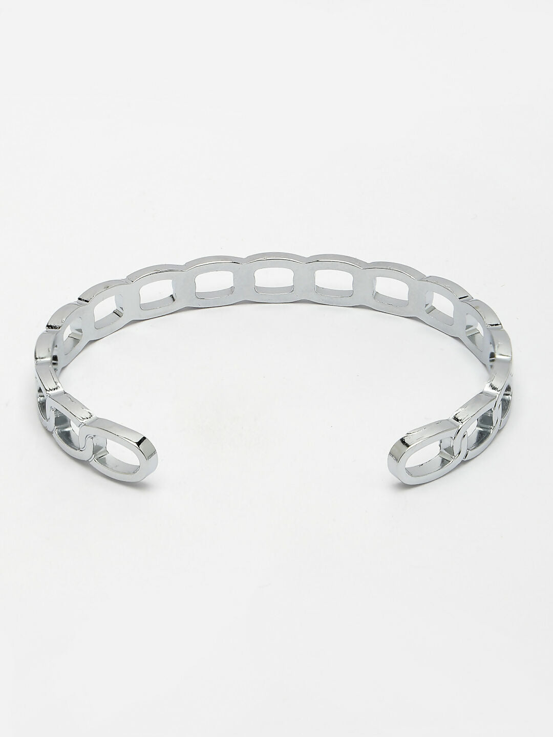 NVR Men's Silver-Plated Metal Cuff Bracelet