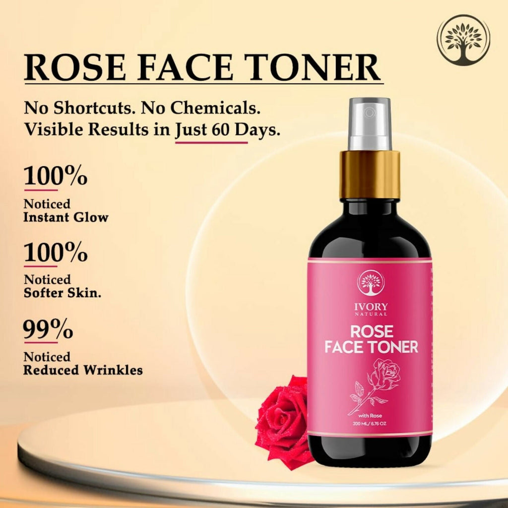 Ivory Natural Rose Facial Toner For Impurities, Soothing Hydration, Balancing Ph & Enhancing Skin Elasticity | Grocsy