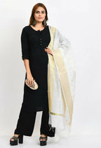Mominos Fashion Moeza Women's Banarsi Silk Woven Design White Dupatta | Grocsy