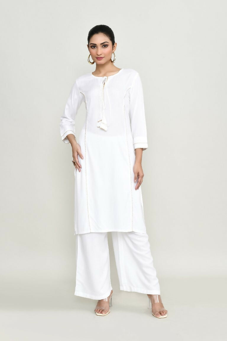 Joban Fashion White Rayon Kurta Set | Grocsy