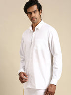 Ramraj Cotton Mens Full Sleeve White Shirt Plus Size - Pure Cotton | Grocsy