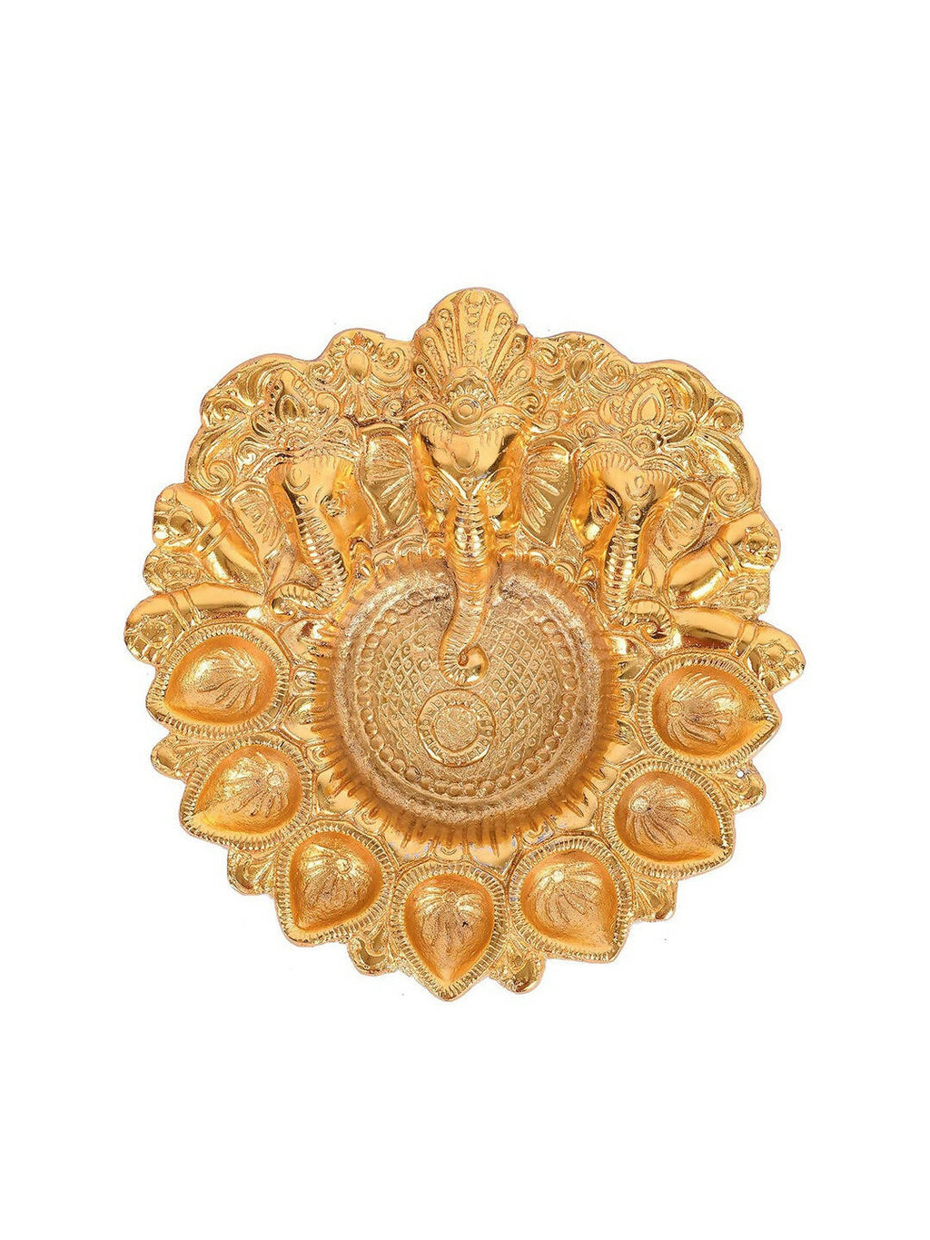 Craftvatika Gold-Toned Metal Lord Ganesha Design Kuber Diya | Grocsy